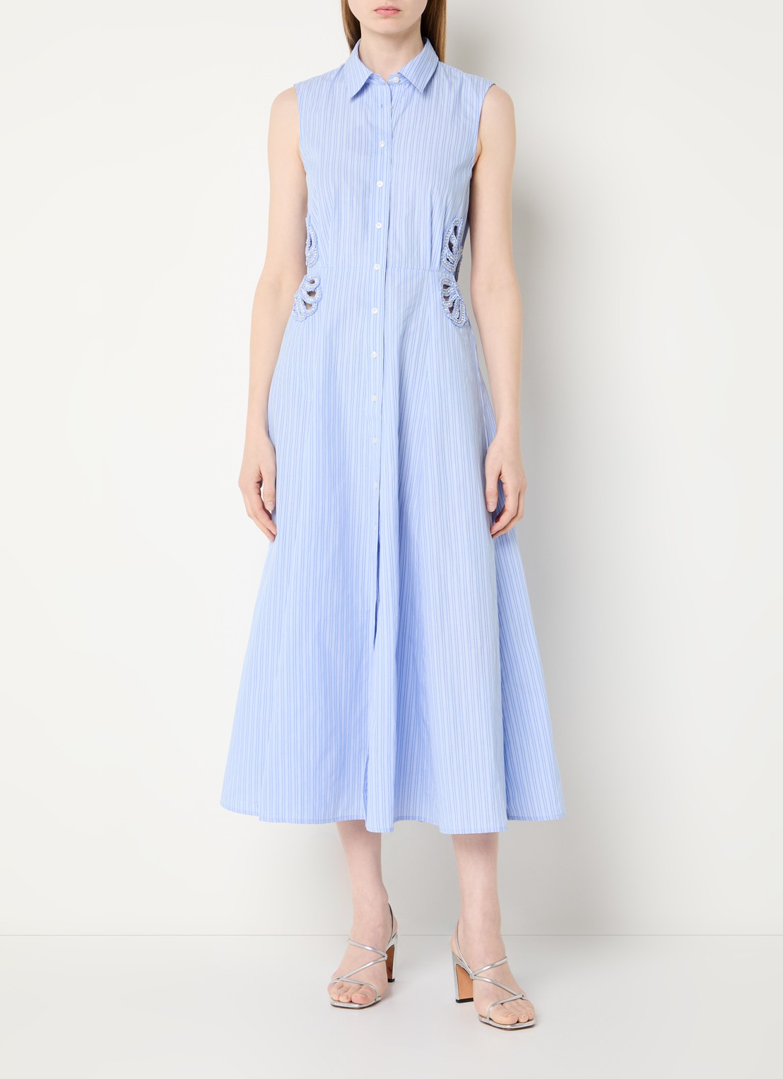 Sandro Midi blouse jurk met cut-out detail - detail 2 blauwgrijs