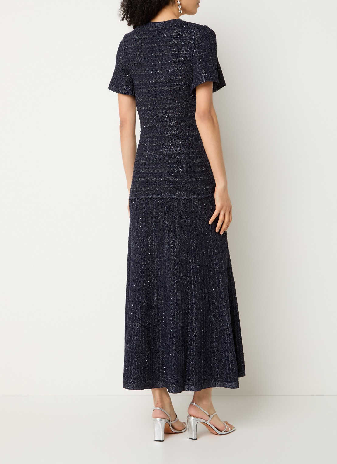 Sandro Midi blousejurk met strass - achterkant 3 blauw