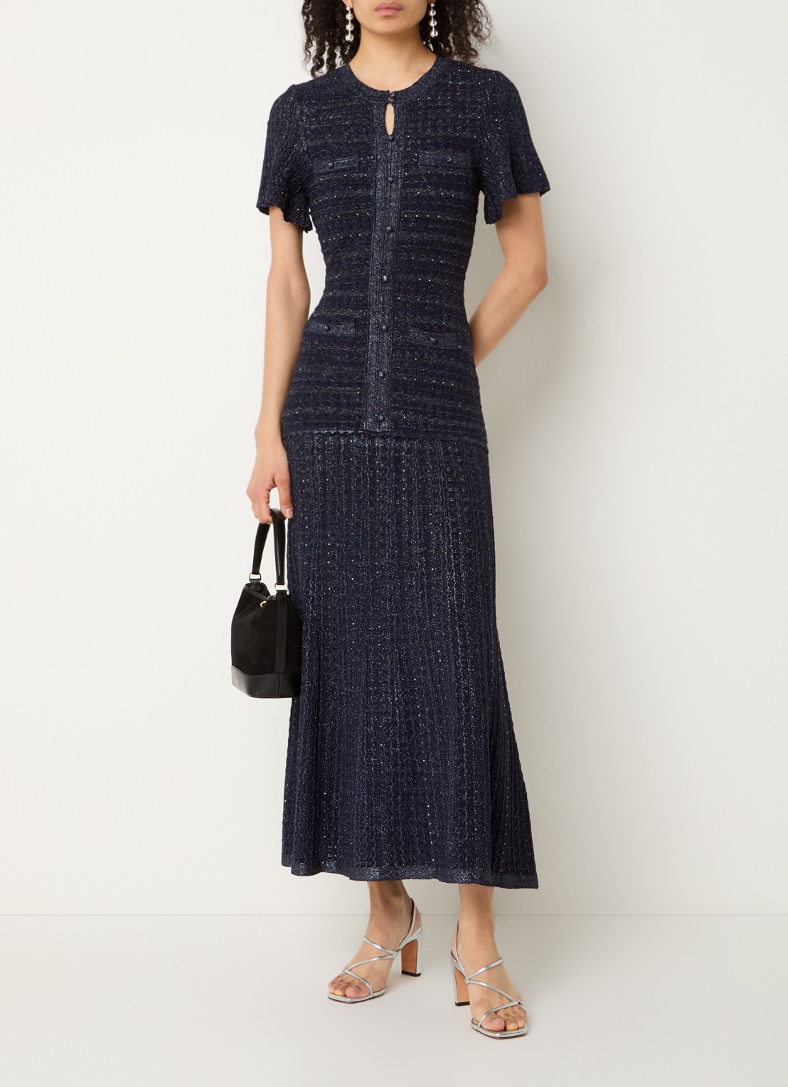 Sandro Midi blousejurk met strass - detail 4 blauw