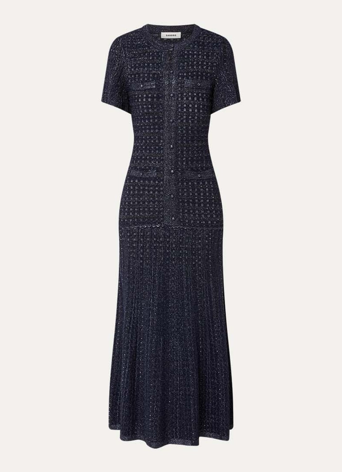 Sandro Midi blousejurk met strass - voorkant blauw