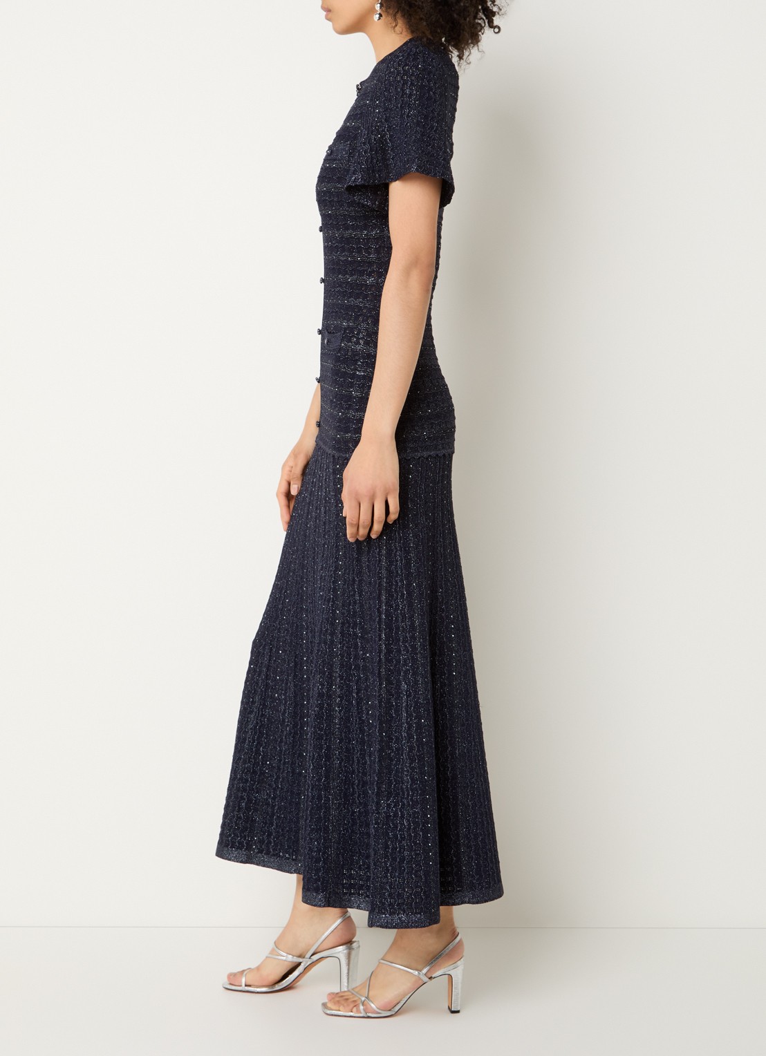 Sandro Midi blousejurk met strass - voorkant 2 blauw