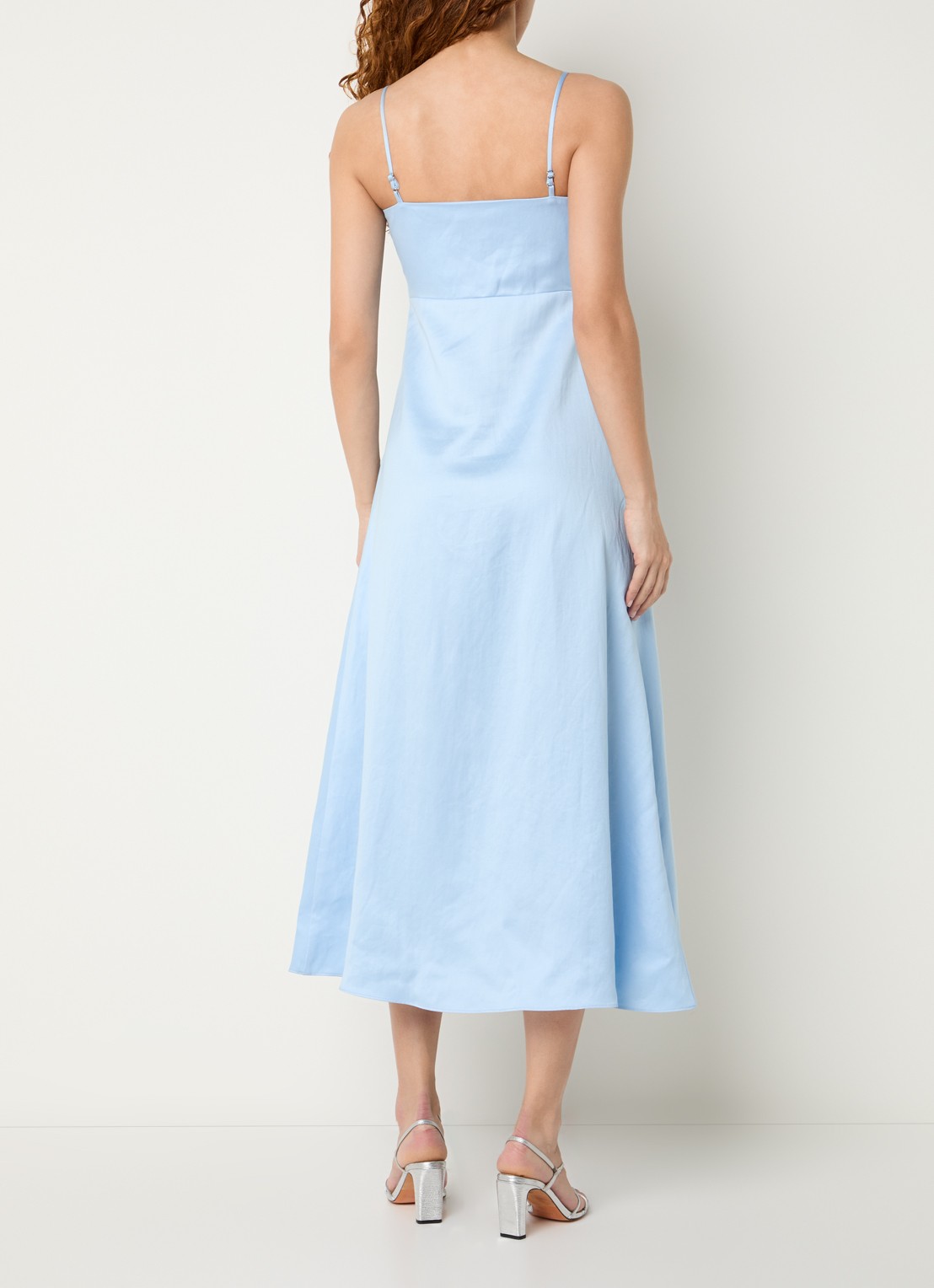 Sandro Midi jurk in linnenblend met plooidetail - achterkant 4 blauw