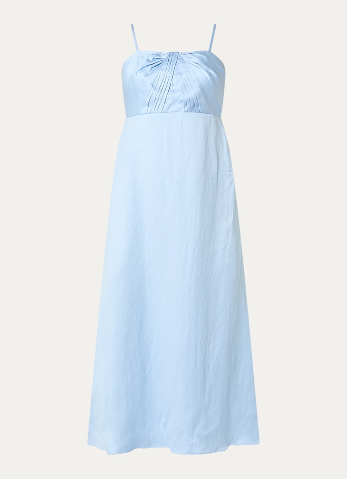 Sandro Midi jurk in linnenblend met plooidetail - voorkant 2 blauw