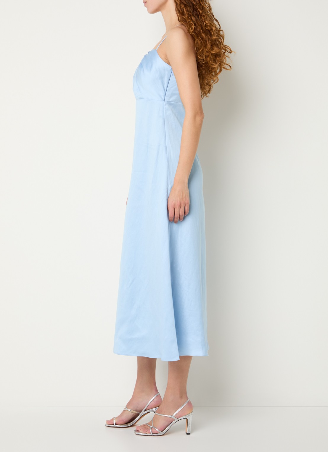 Sandro Midi jurk in linnenblend met plooidetail - voorkant 3 blauw