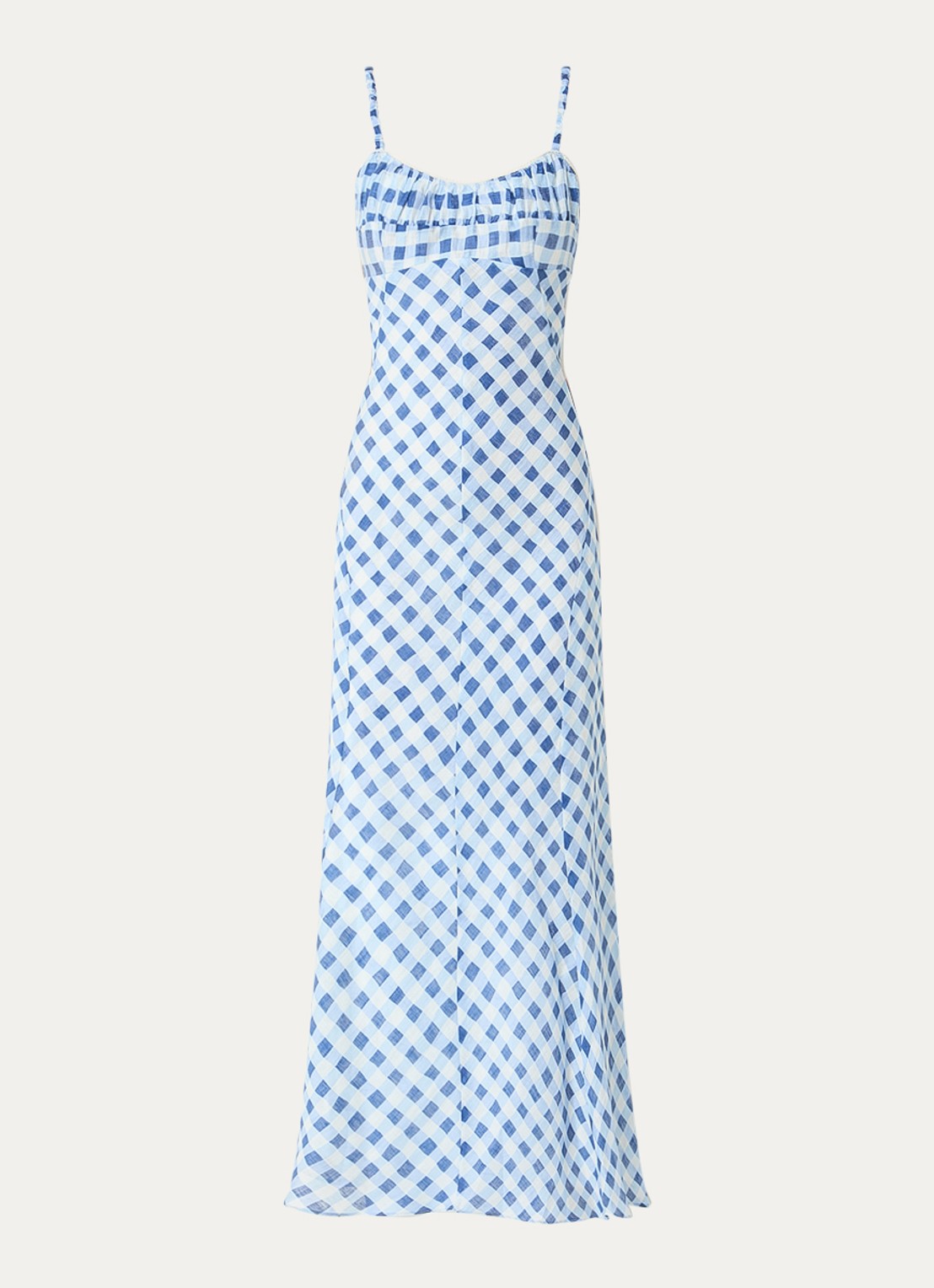 Sandro Midi jurk in linnenblend met ruitdessin en rugdecolleté - voorkant 3 blauw