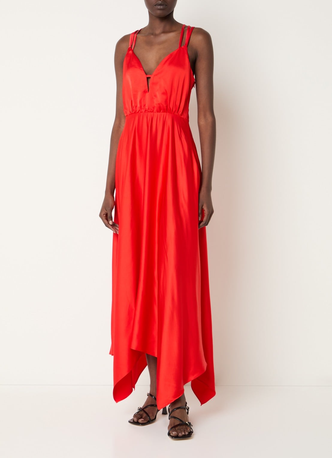 Sandro Midi jurk met asymmetrische zoom - detail 3 steenrood