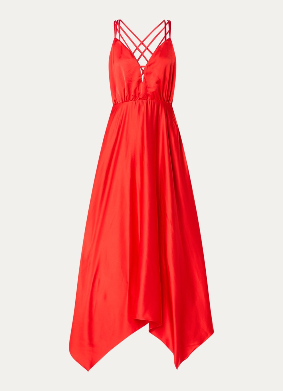 Sandro Midi jurk met asymmetrische zoom - voorkant steenrood