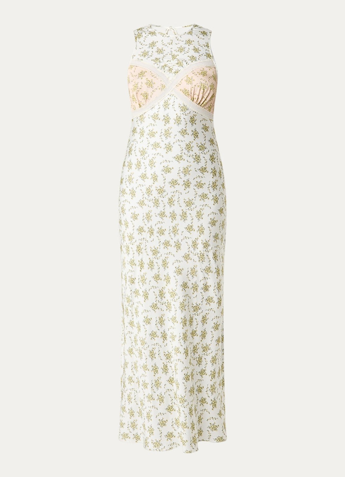Sandro Midi jurk met bloemenprint en details van kant - voorkant gebroken wit