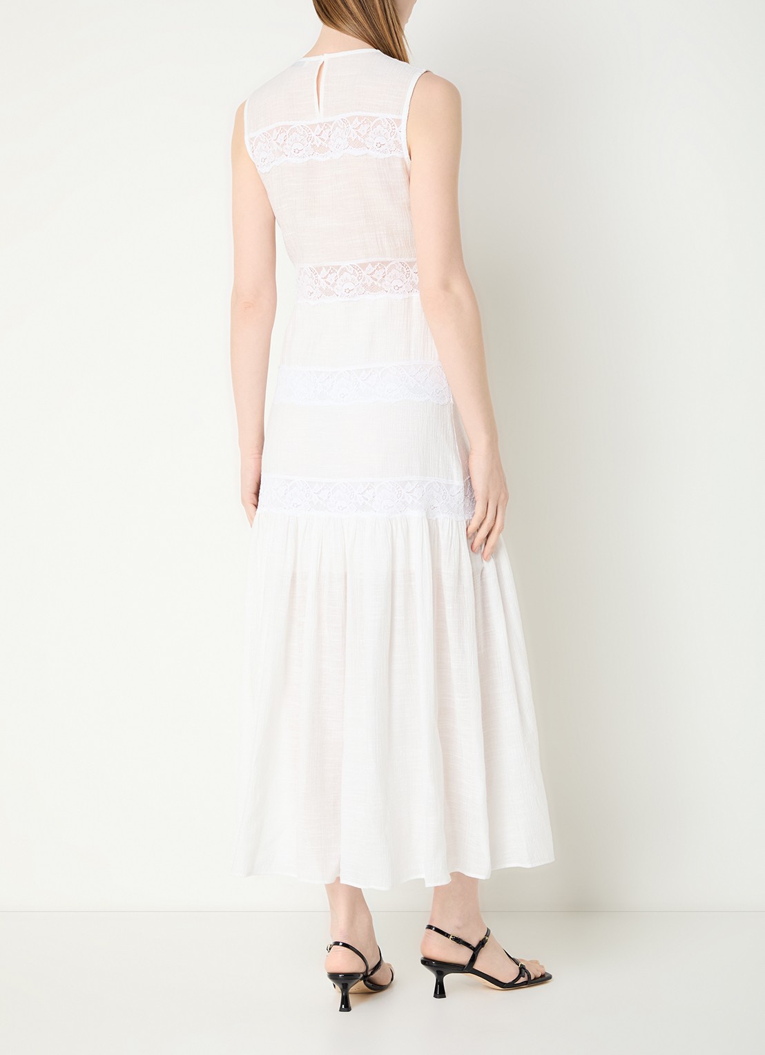 Sandro Midi jurk met details van kant - achterkant 4 gebroken wit