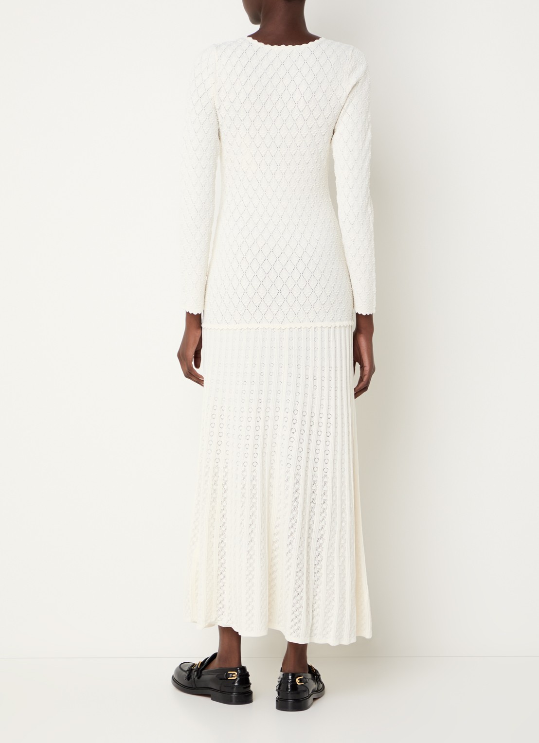 Sandro Midi jurk met opengewerkt dessin - achterkant 3 creme