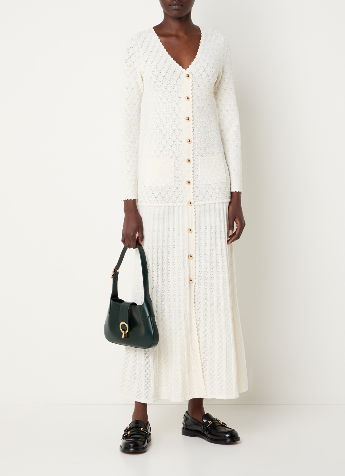 Sandro Midi jurk met opengewerkt dessin - detail 4 creme