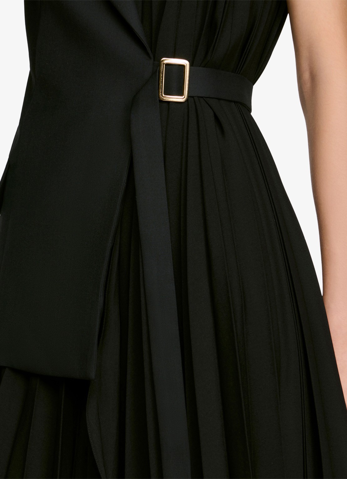 Sandro Midi jurk met plooien - detail 2 zwart