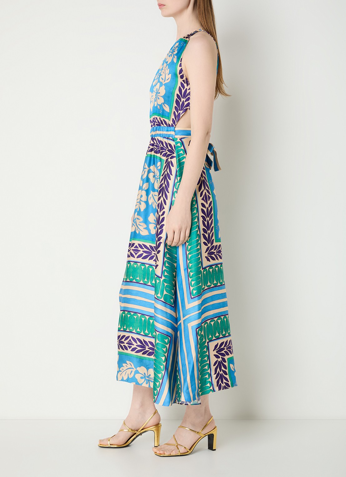 Sandro Midi jurk met print - achterkant blauw