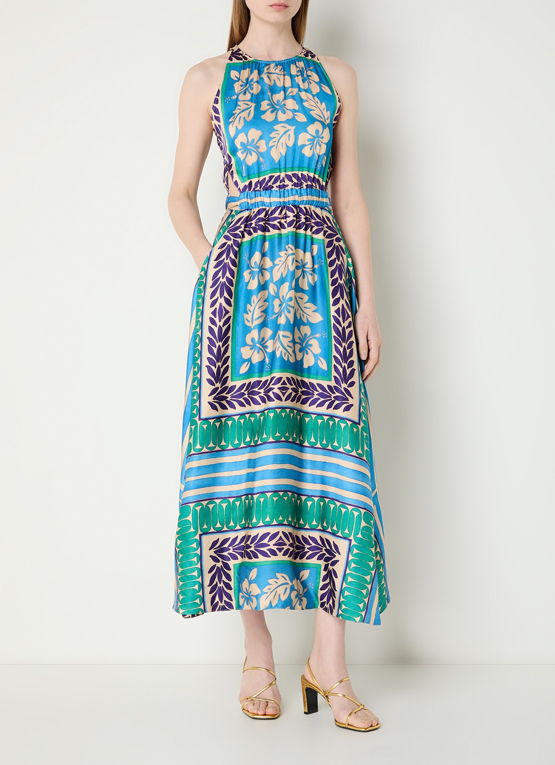 Sandro Midi jurk met print - detail 4 blauw