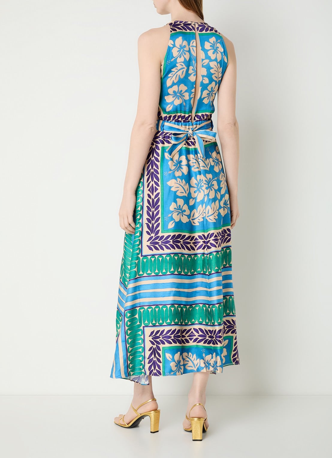 Sandro Midi jurk met print - voorkant 3 blauw