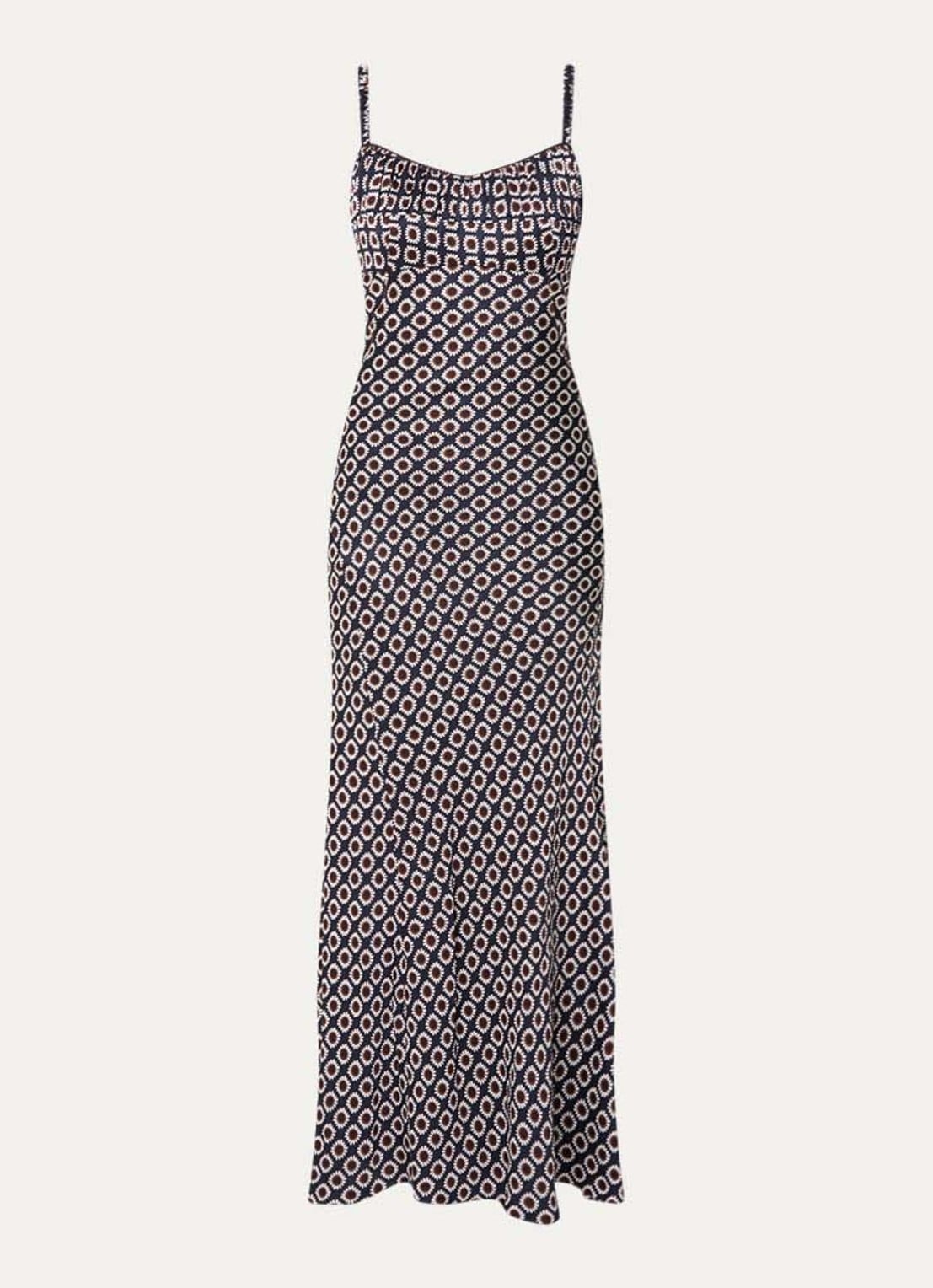 Sandro Midi jurk met spaghettibandjes en bloemenprint - voorkant 3 donkerblauw