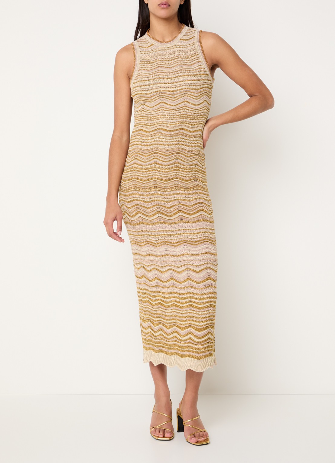 Sandro Midi jurk met structuur - detail 4 camel