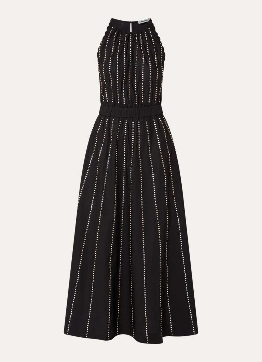 Sandro Midi jurk met studs en cut-out detail - voorkant zwart