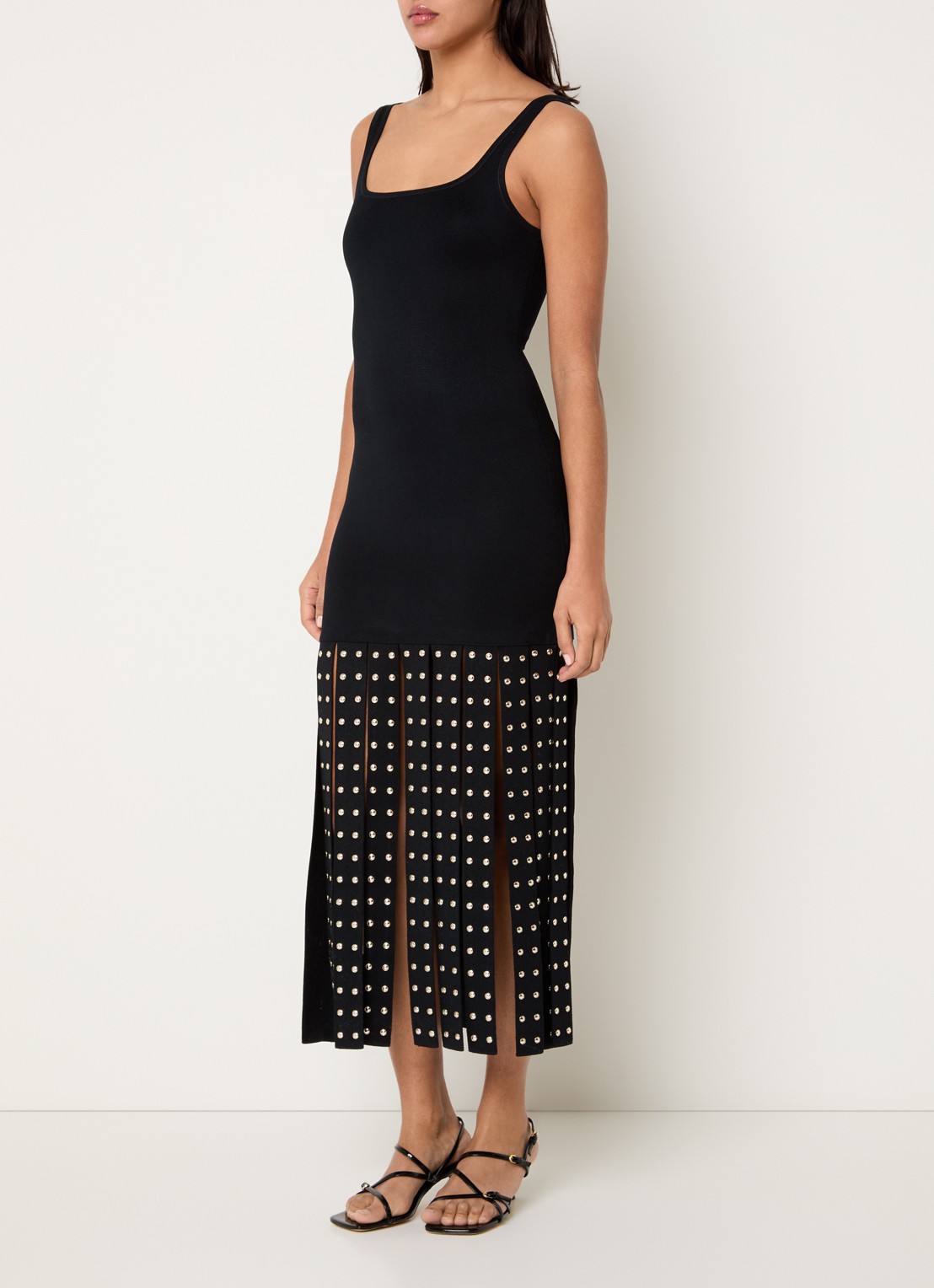 Sandro Midi jurk met studs - detail zwart