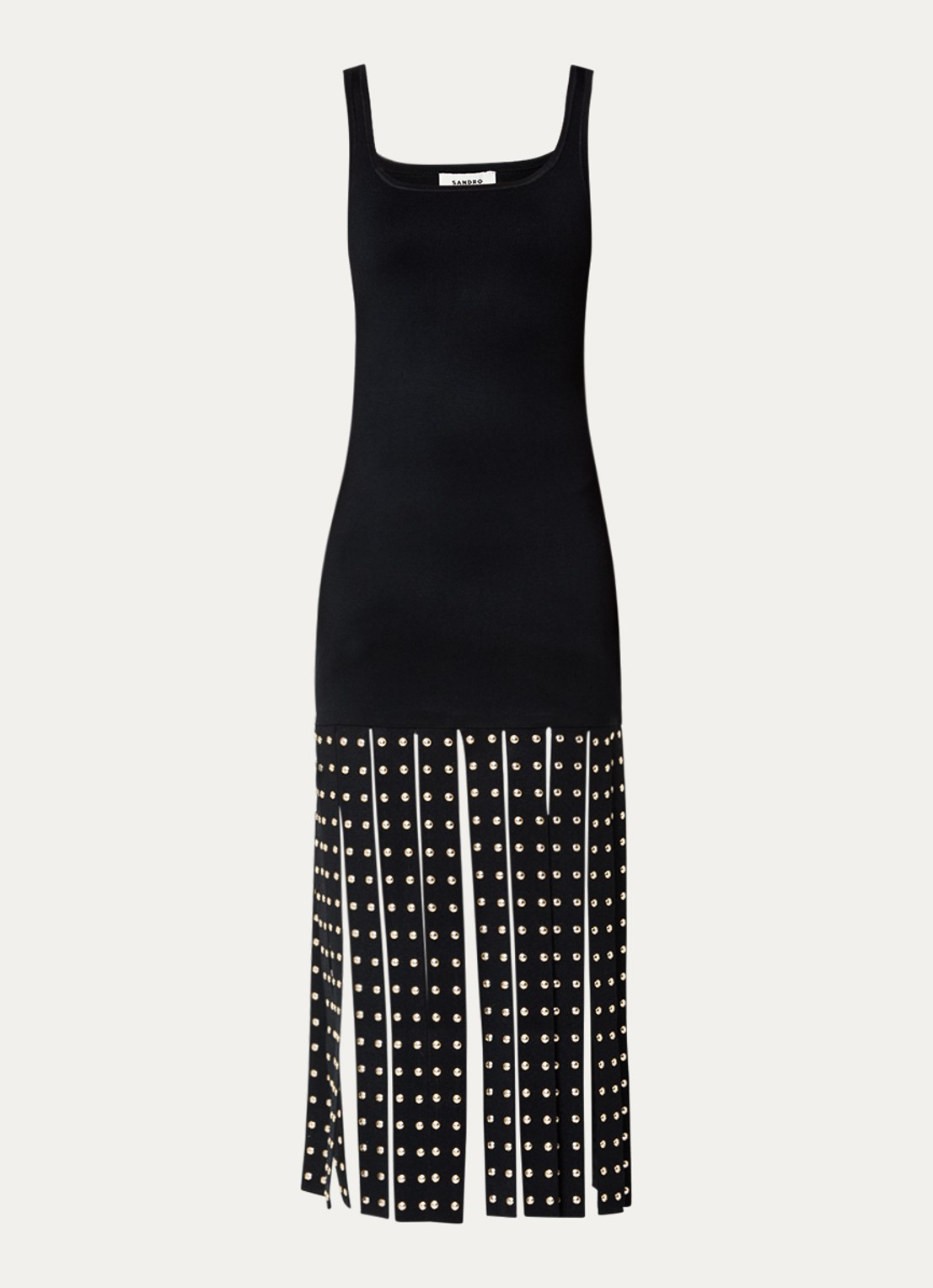 Sandro Midi jurk met studs - voorkant 3 zwart