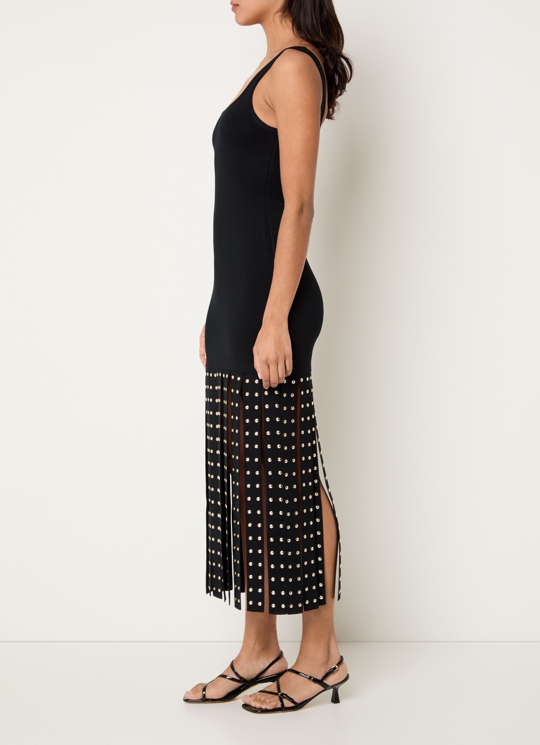 Sandro Midi jurk met studs - voorkant 4 zwart