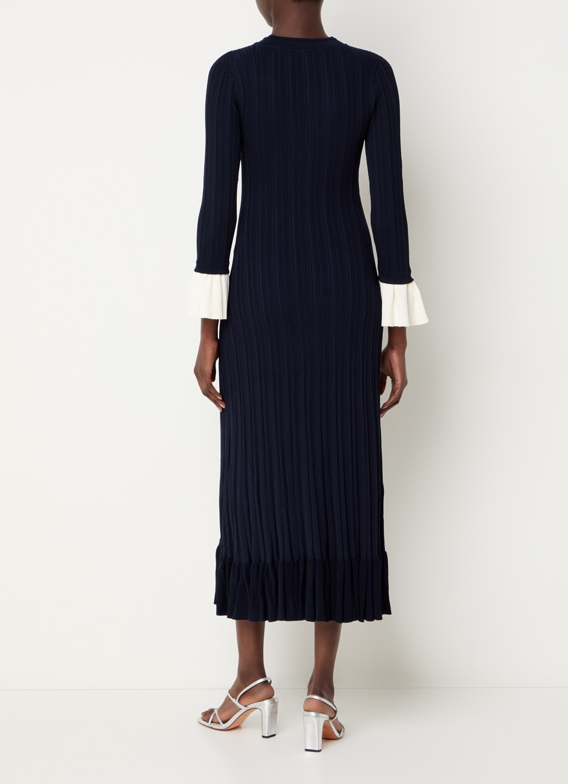 Sandro Midi jurk met V-hals - achterkant 3 donkerblauw