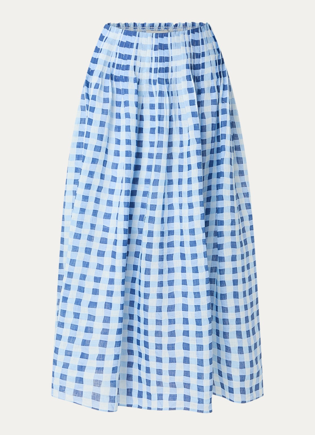 Sandro Midi rok in linnenblend met ruitdessin - voorkant blauw