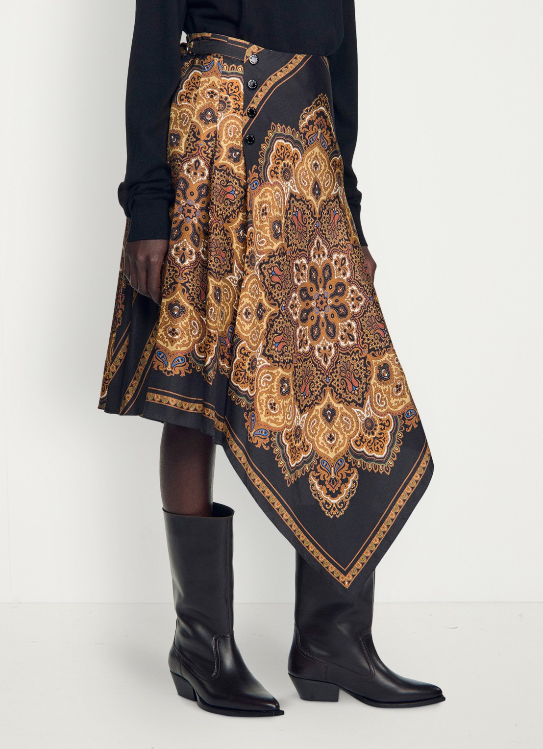 Sandro Midi rok met jacquard print - detail multicolor