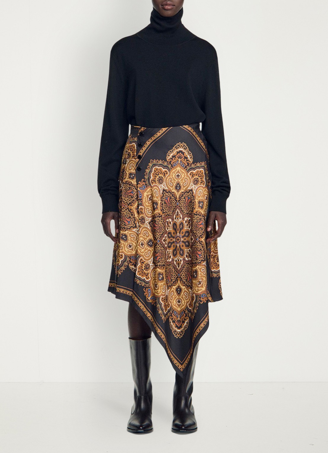 Sandro Midi rok met jacquard print - voorkant 6 multicolor