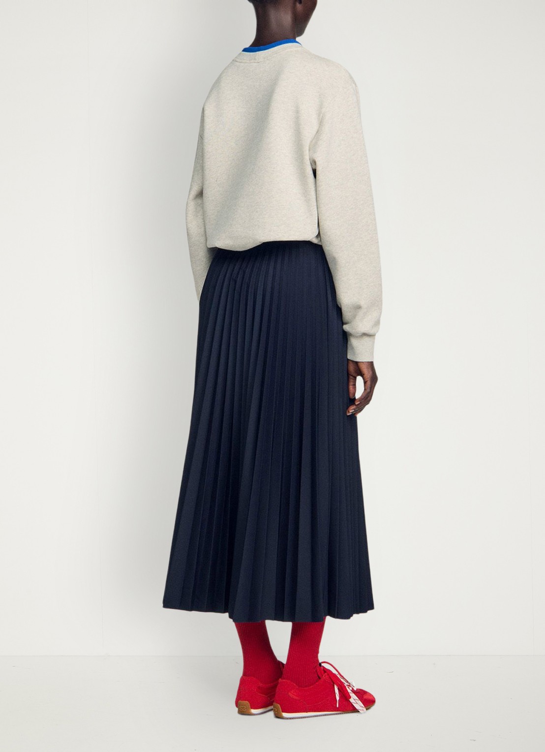 Sandro Midi rok met plissé - achterkant blauw