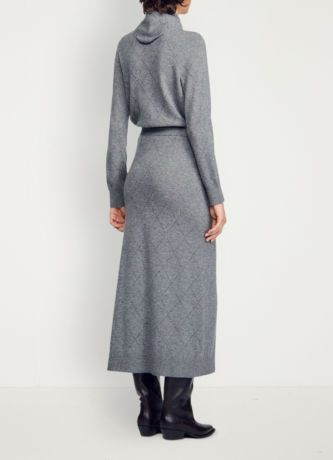 Sandro Midi rok met ruit dessin - achterkant 4 grijs