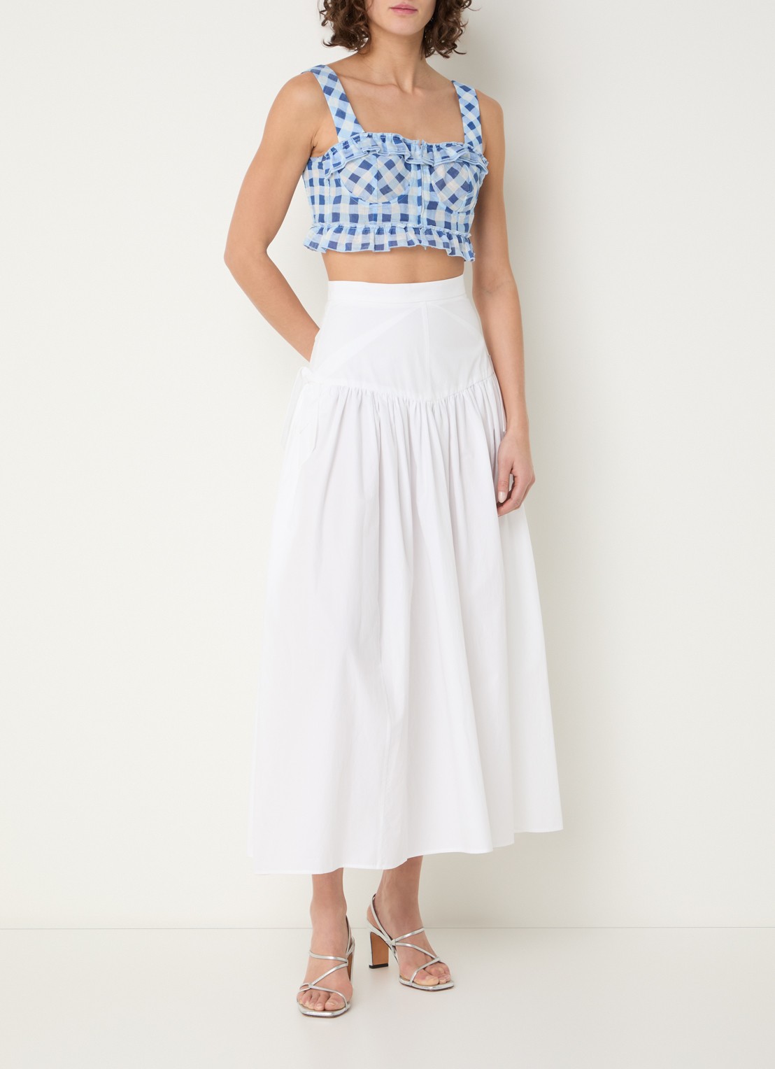 Sandro Midi rok met strikdetail - voorkant 2 wit