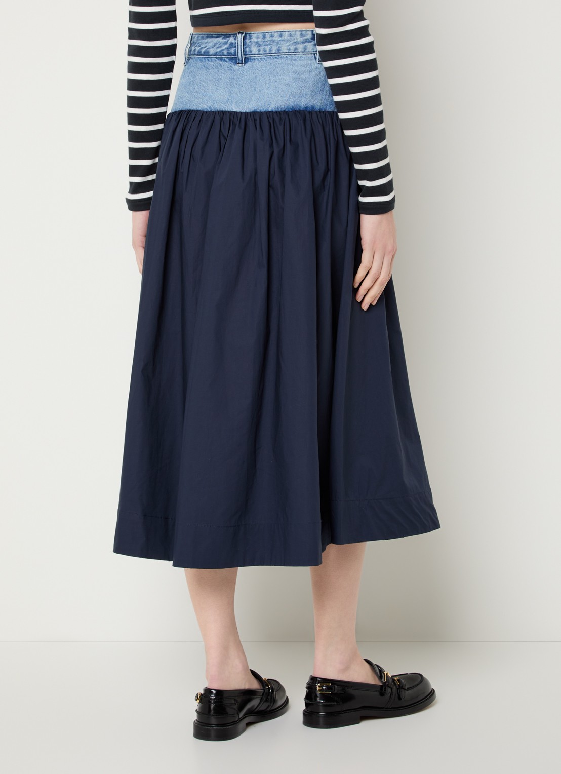 Sandro Midi spijkerrok met steekzakken - achterkant 2 donkerblauw