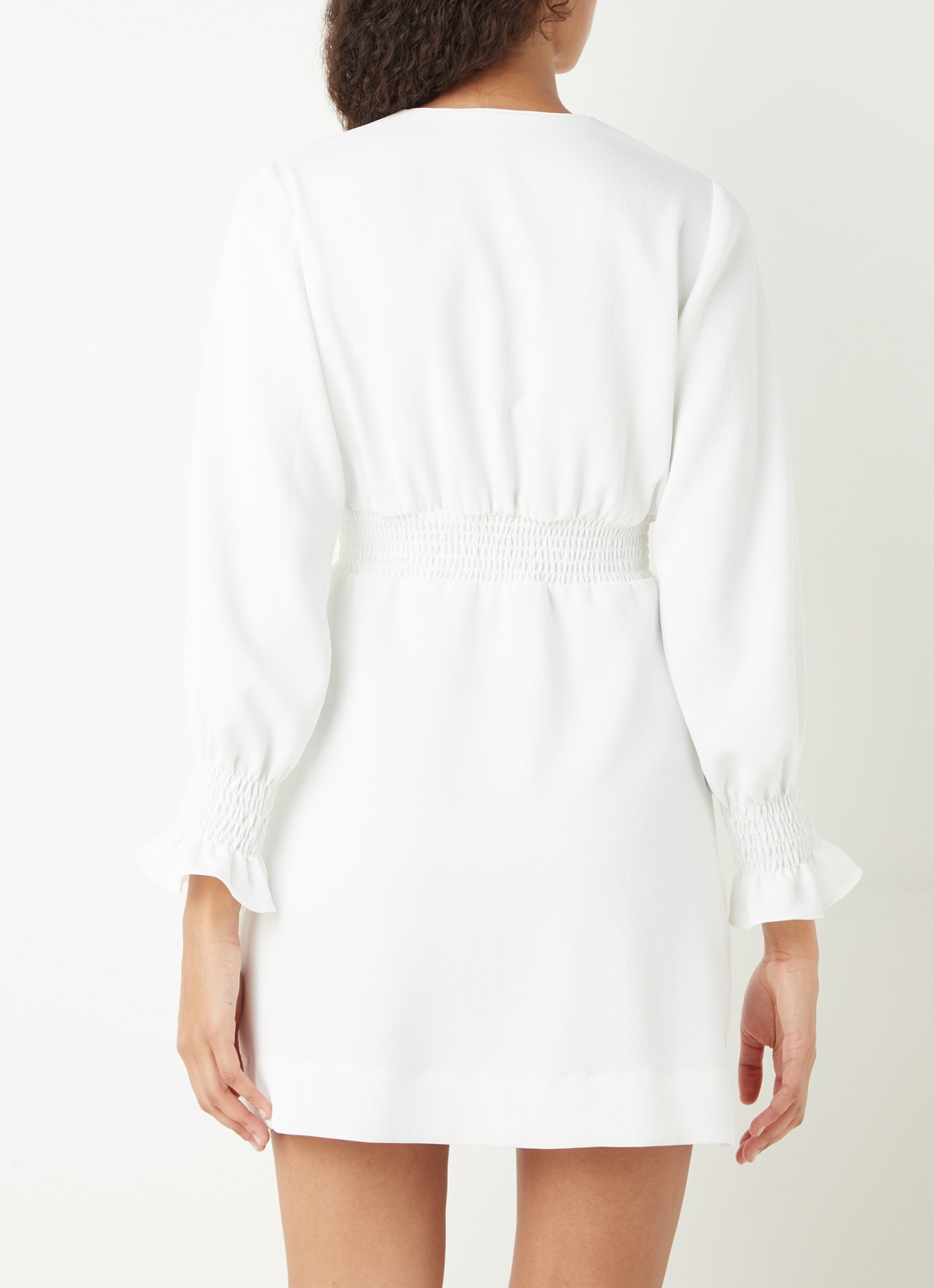 Sandro Mini blousejurk met smockwerk  - achterkant 4 wit