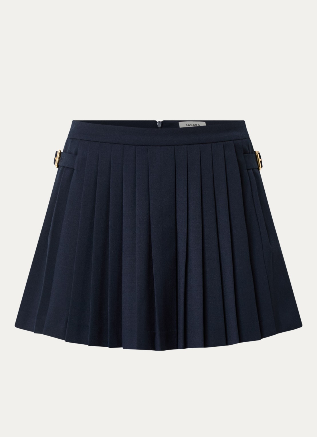 Sandro Mini broekrok met plissé - voorkant 2 donkerblauw