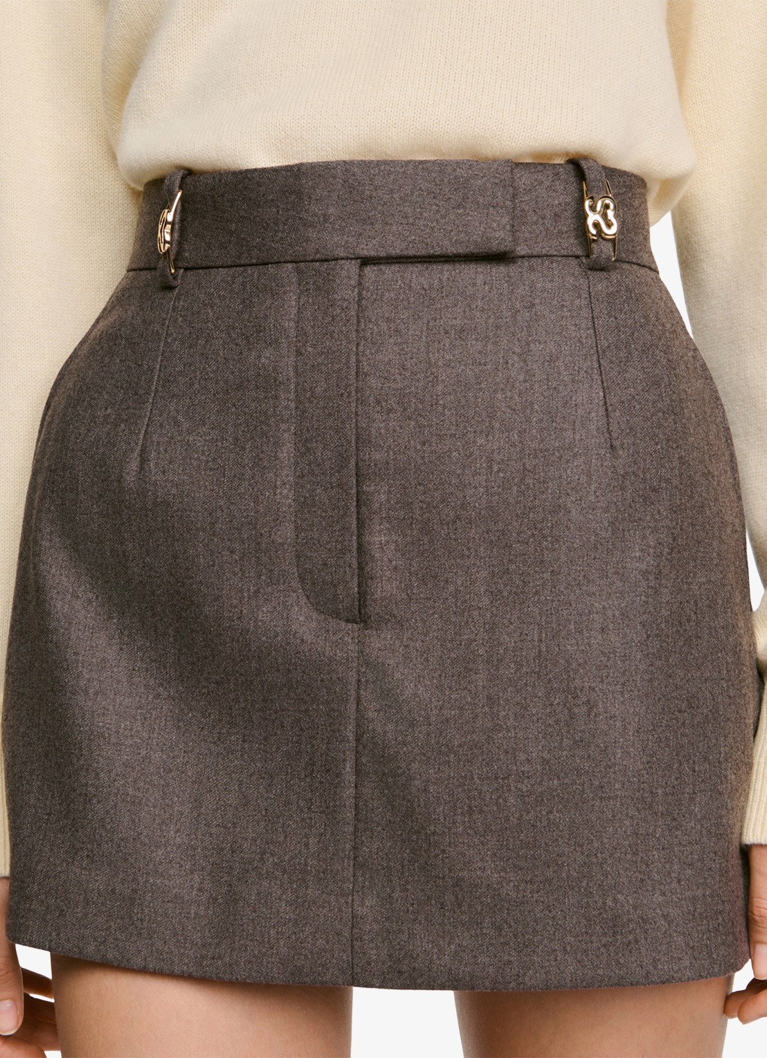 Sandro Mini broekrok van wol - detail 5 grijs