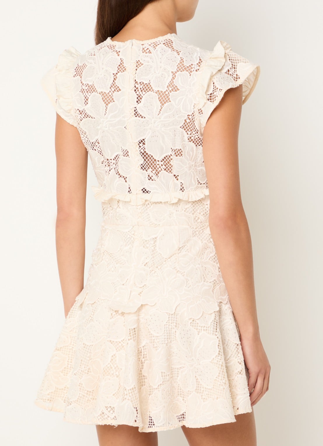 Sandro Mini jurk met broderie en strass - achterkant 2 beige
