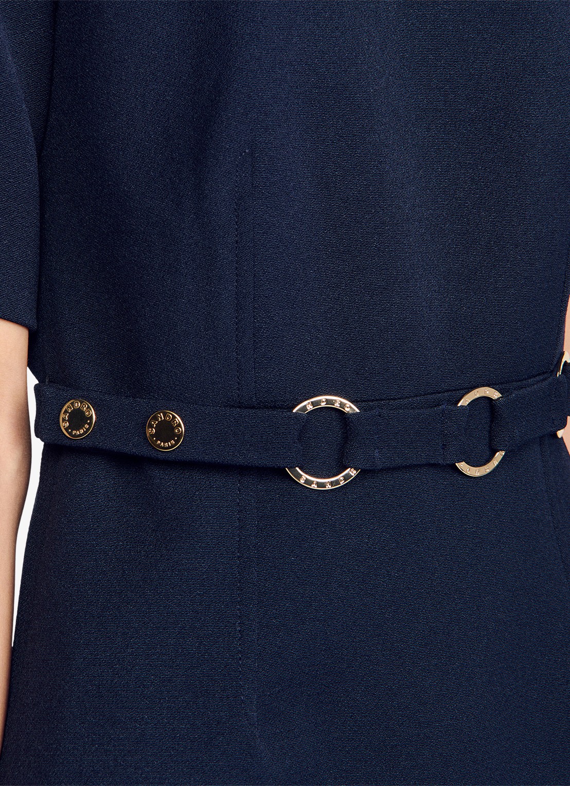 Sandro Mini jurk met ceintuur - detail 2 donkerblauw
