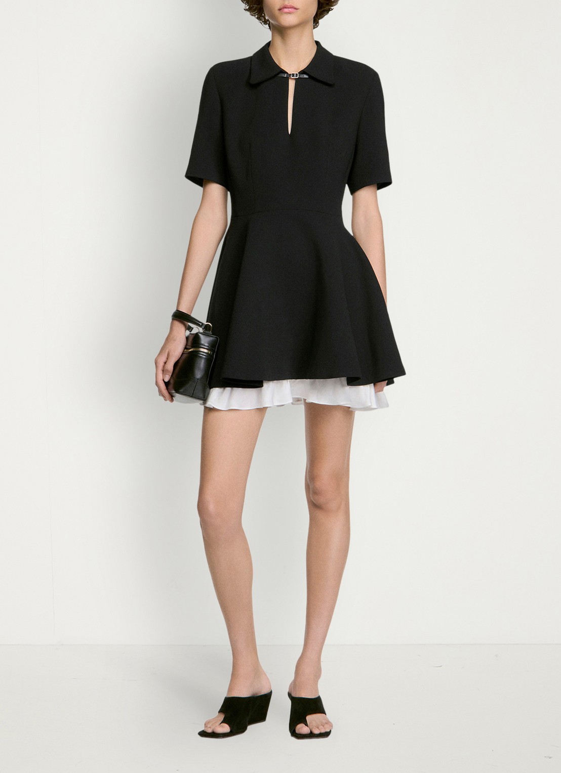 Sandro Mini jurk met leren details - detail 5 zwart