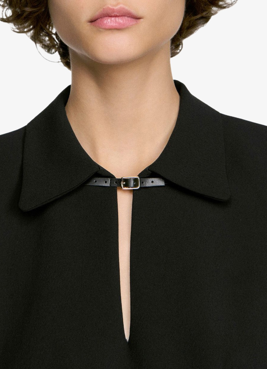 Sandro Mini jurk met leren details - detail 6 zwart