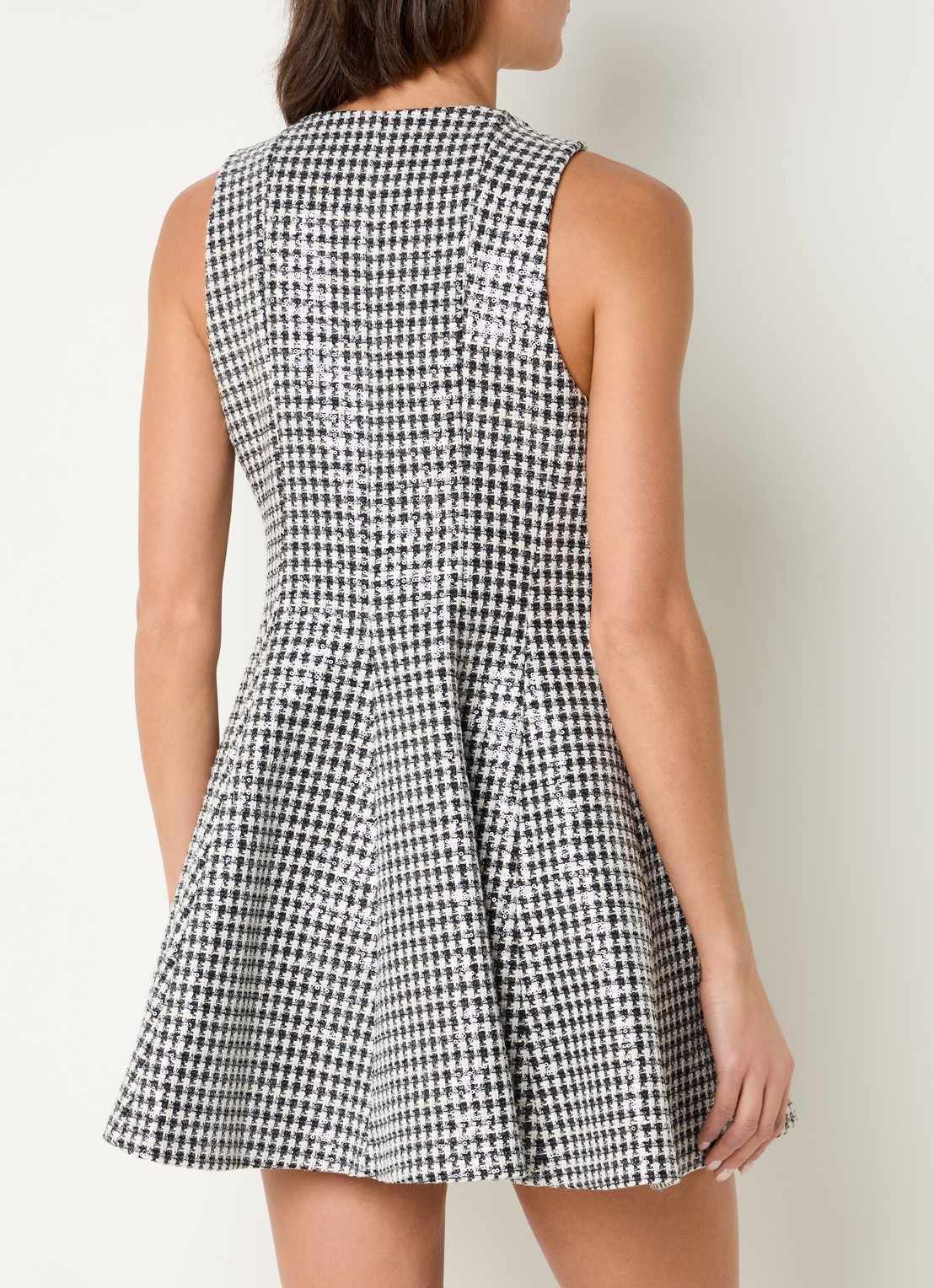 Sandro Mini jurk met pailletten en pied-de-poule dessin - achterkant 4 multicolor