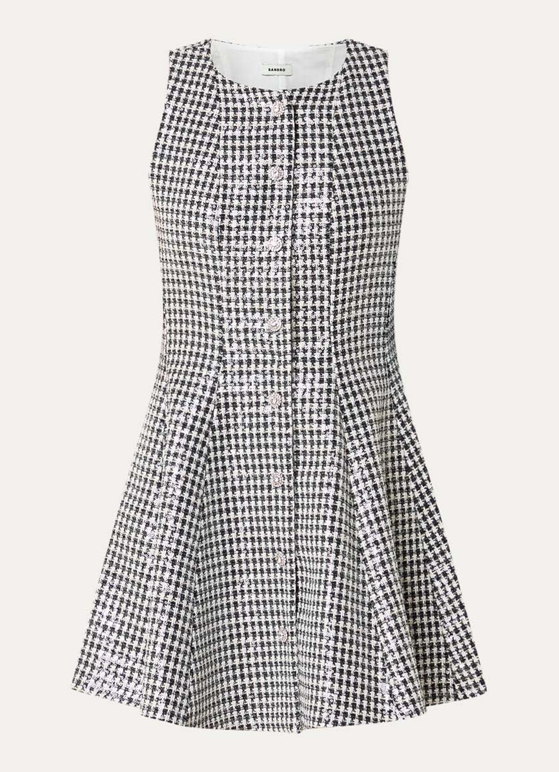 Sandro Mini jurk met pailletten en pied-de-poule dessin - voorkant 2 multicolor
