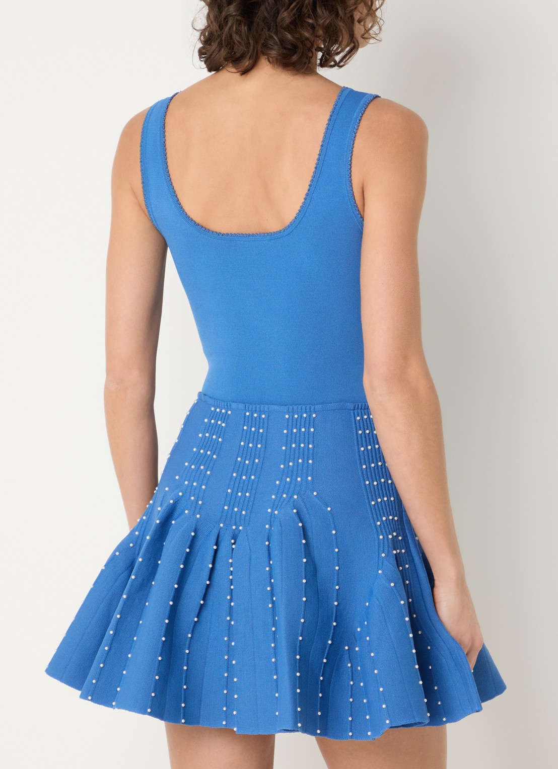Sandro Mini jurk met pareldetail - achterkant blauw