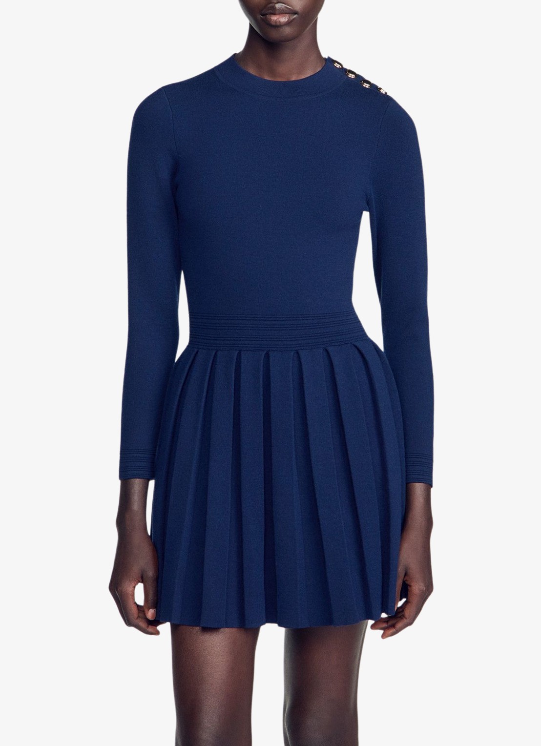 Sandro Mini jurk met plooien - detail 3 blauw