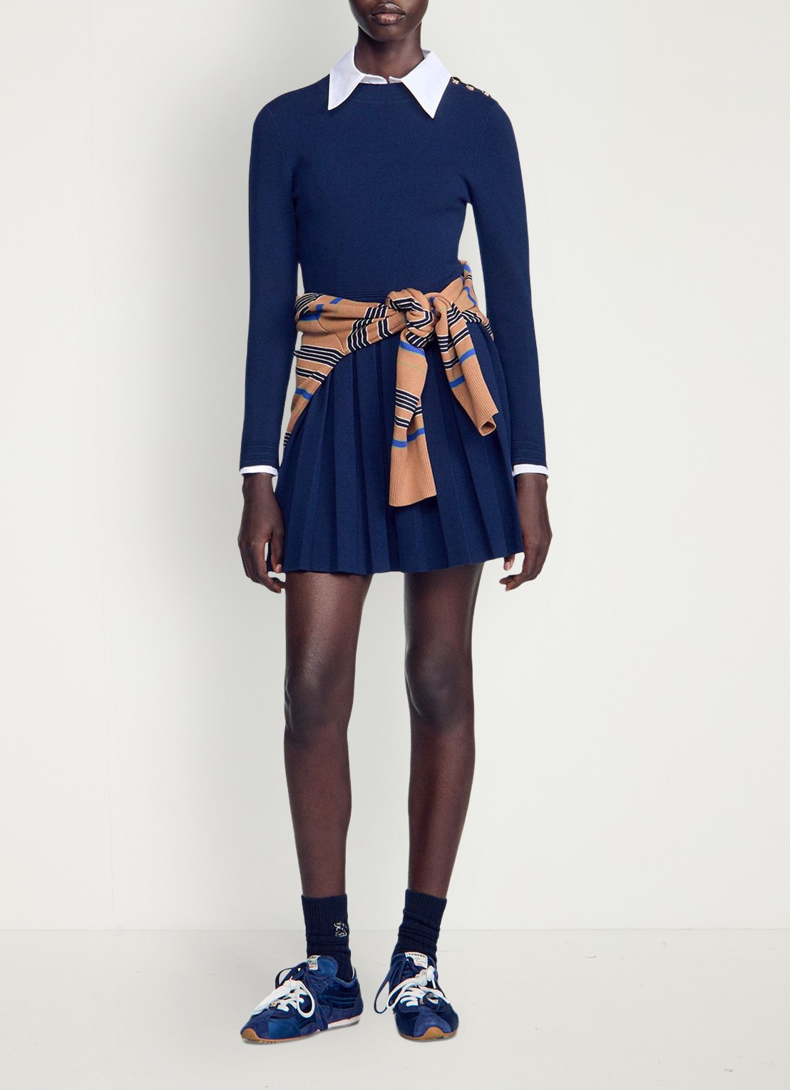 Sandro Mini jurk met plooien - detail 4 blauw
