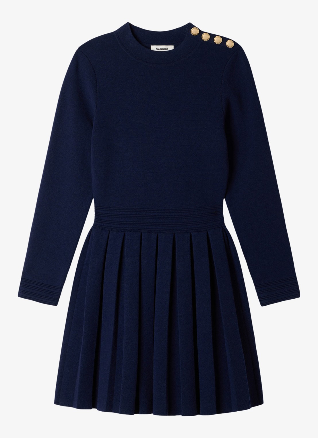 Sandro Mini jurk met plooien - voorkant blauw
