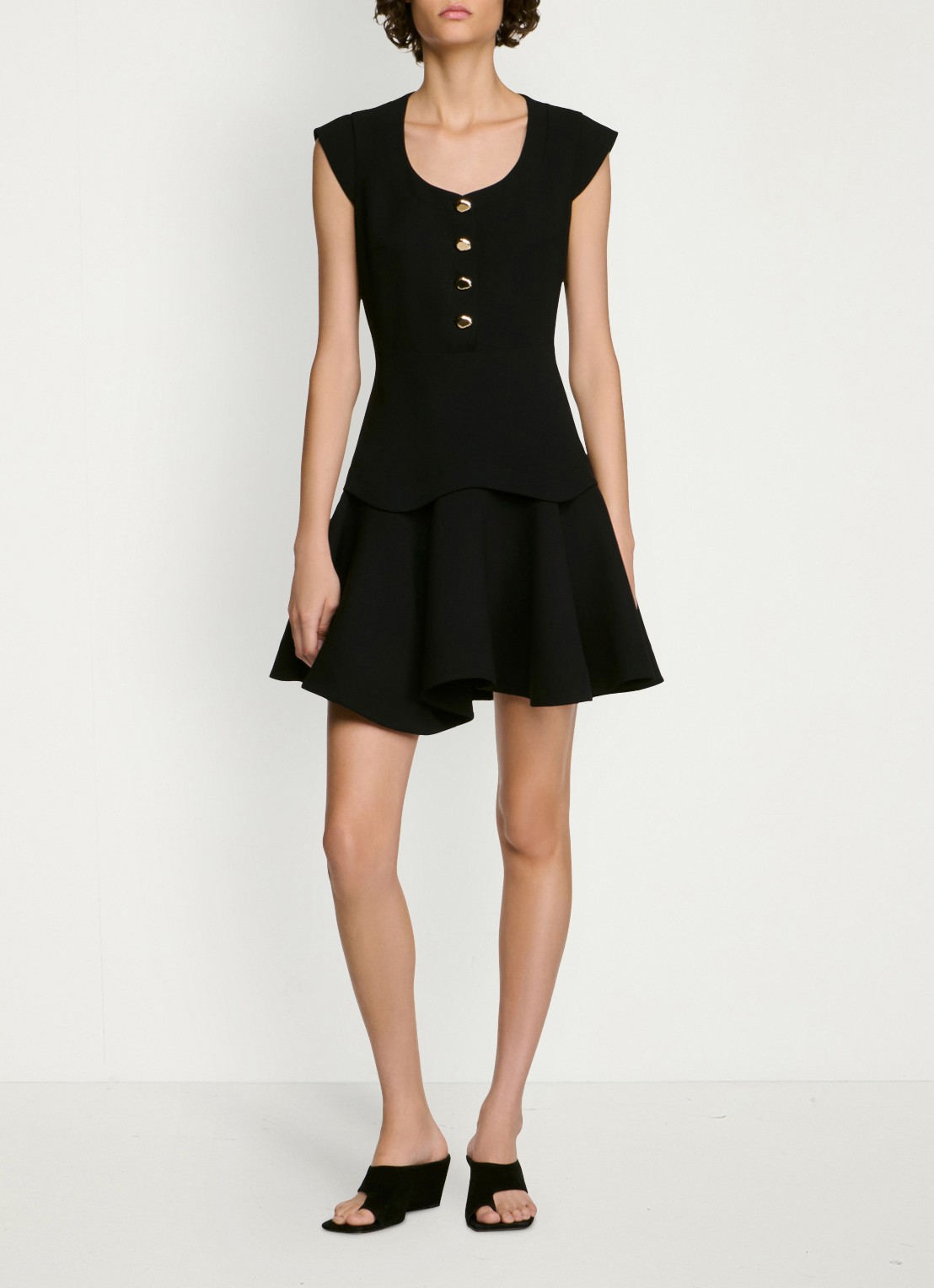 Sandro Mini jurk met plooien - detail zwart