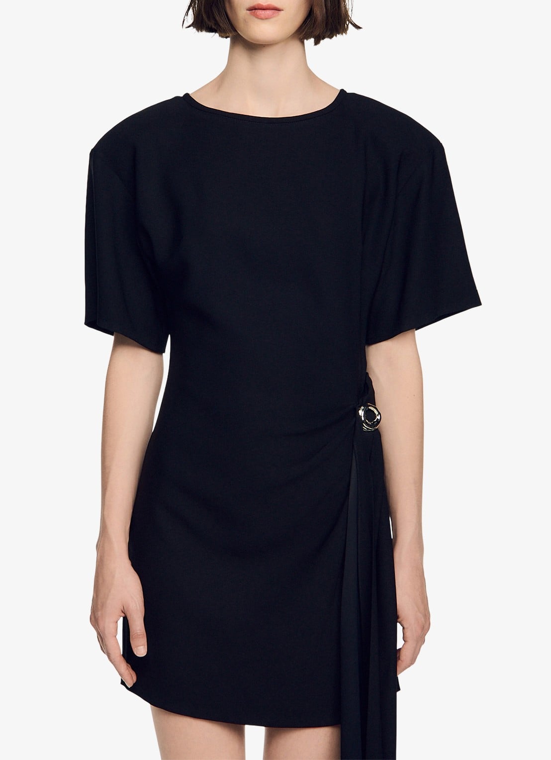 Sandro Mini jurk met ringdetail - detail 3 zwart