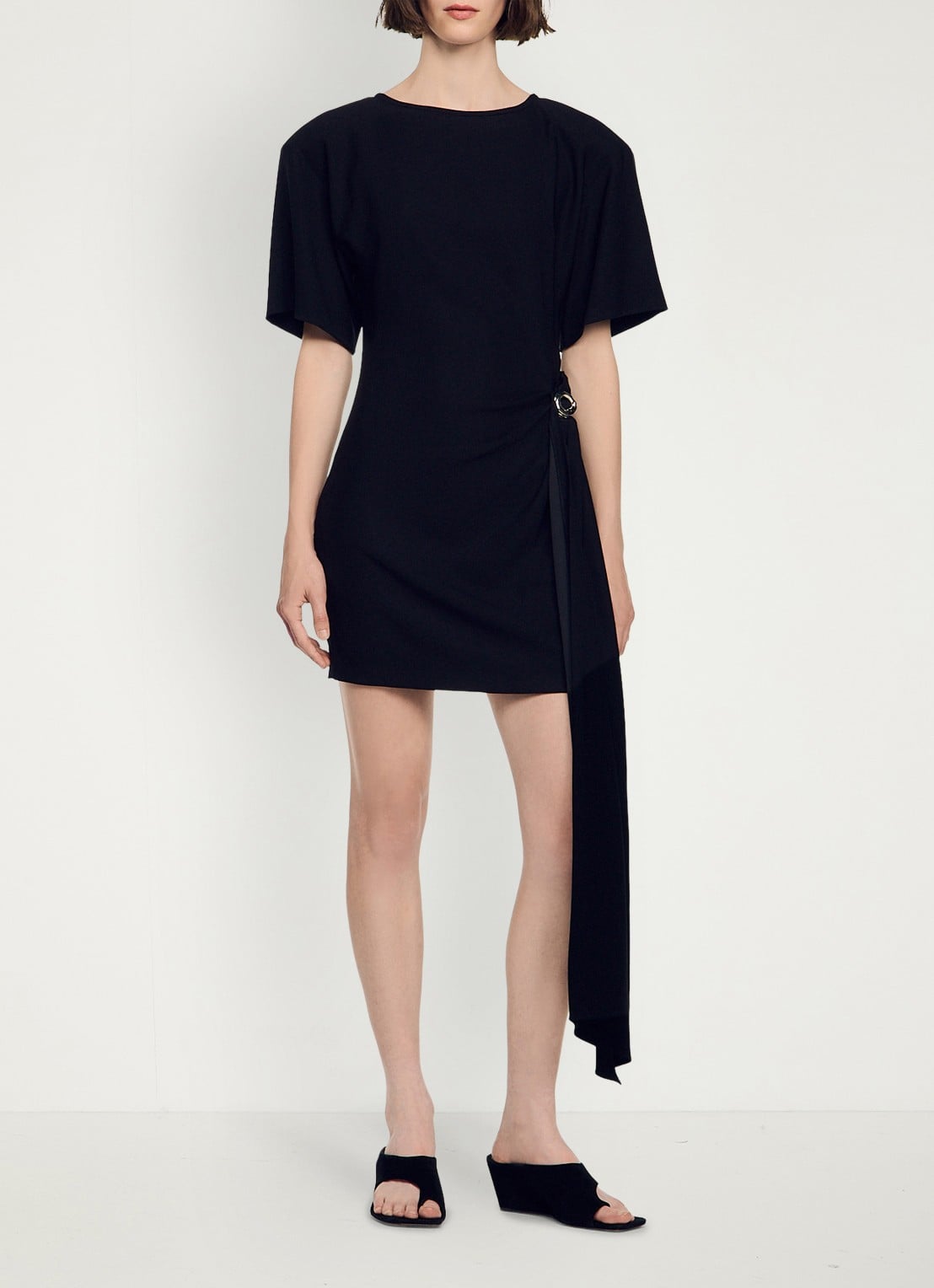 Sandro Mini jurk met ringdetail - detail 5 zwart