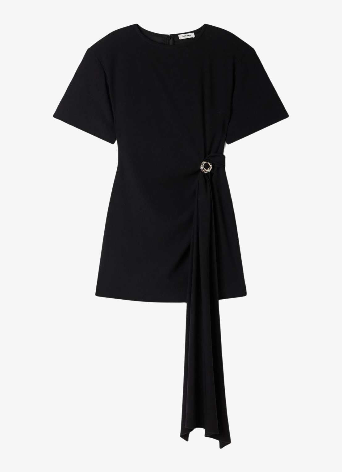 Sandro Mini jurk met ringdetail - voorkant zwart